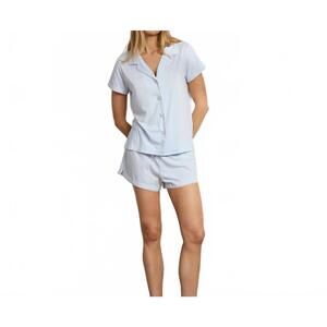 NEW THE SLEEP CODE women's organic pima cotton short pj set in baby blue